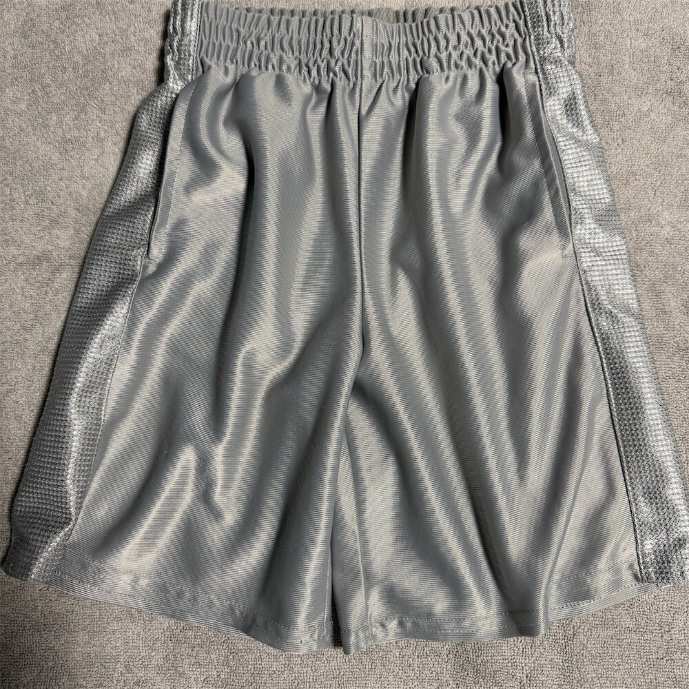 Starter Basketball Shorts Boys Youth XS 4-5 Gray Shiny Mesh Panels